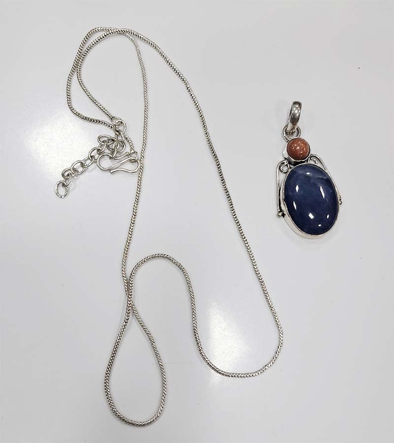 Stone Beads Brass Pendent Necklaces GC-NK-598