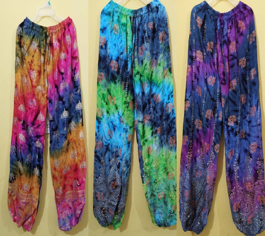 Rayon Tie-dye Gold Print Harem Pants GC-AP-333