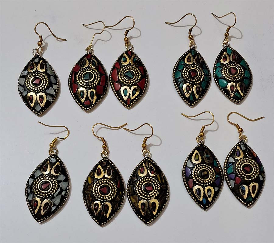 Mosaic Beads Work Brass Earrings GC-ER-513