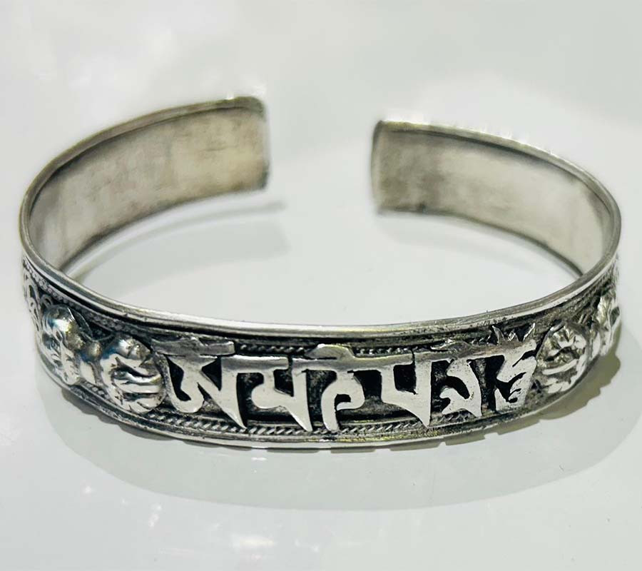 Tibetan Work White  Metal Bangles GC- BL-414