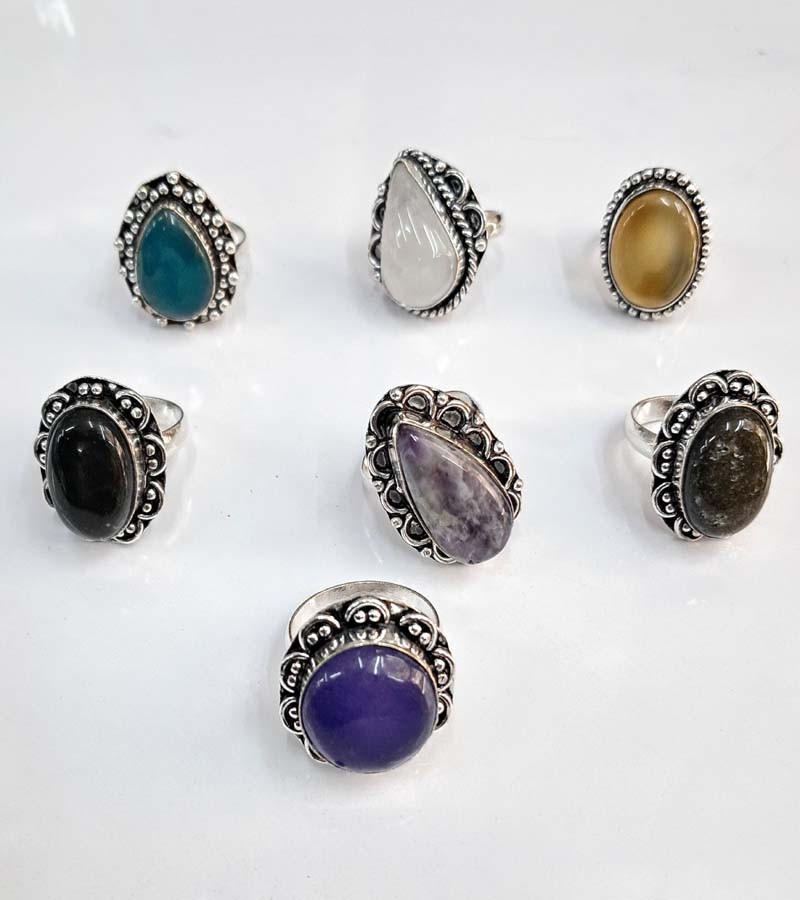 Natural Stone Beads GS Metal Rings  GC-RG-306