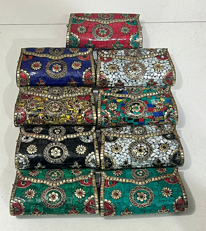 High Quality Mosaic Beads Work Ladies Fashion Metal  Purses GC-BG-848