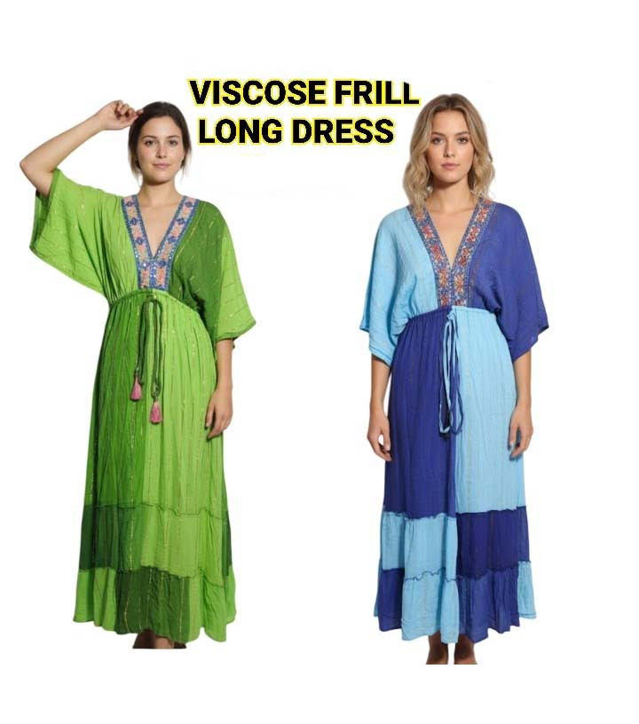 Viscose Frill Long Dress GC-AP-1633
