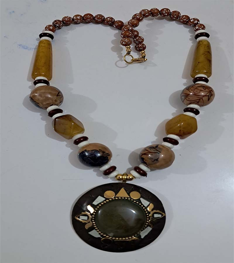 Mosaic Pendent Resin  Beads Necklaces GC-NK-571