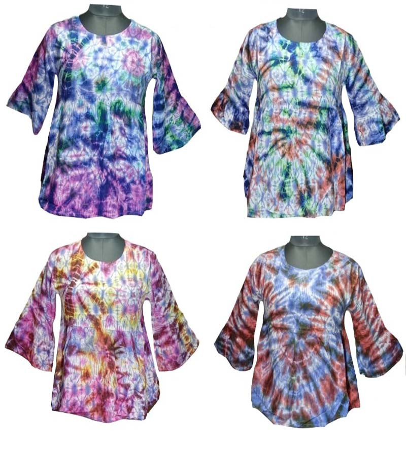 Tie-dye Print Cotton Fabric Tops  GC-AP-1237