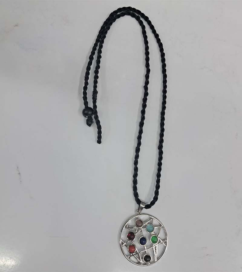 Mix Color Stone Beads Metal Pendent Necklaces With Cords GC-NK-586