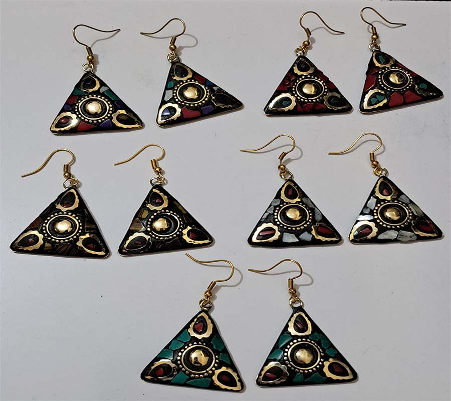 Mosaic Beads Work Brass Earrings GC-ER-514