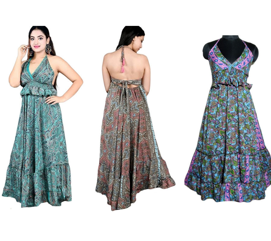 70%Silk  30%Rayon Long Dress GC-AP-1167