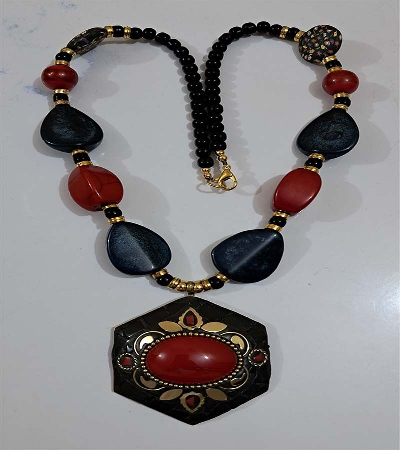 Mosaic Pendent Resin  Beads Necklaces GC-NK-573