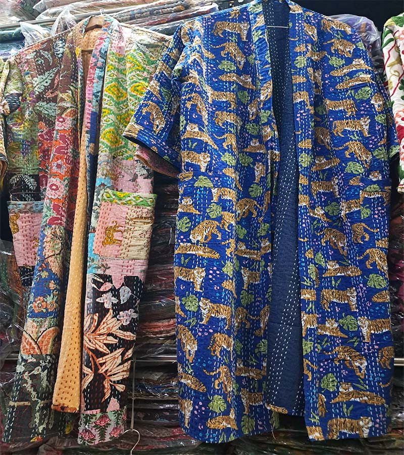 Cotton Handmade Kantha Work Fabric Long Kimono GC-AP-1511