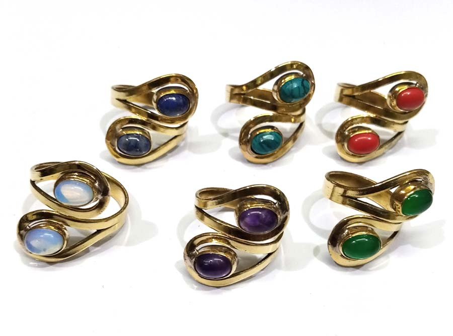 Stone Beads Boho Brass Rings GC-RG-171-B