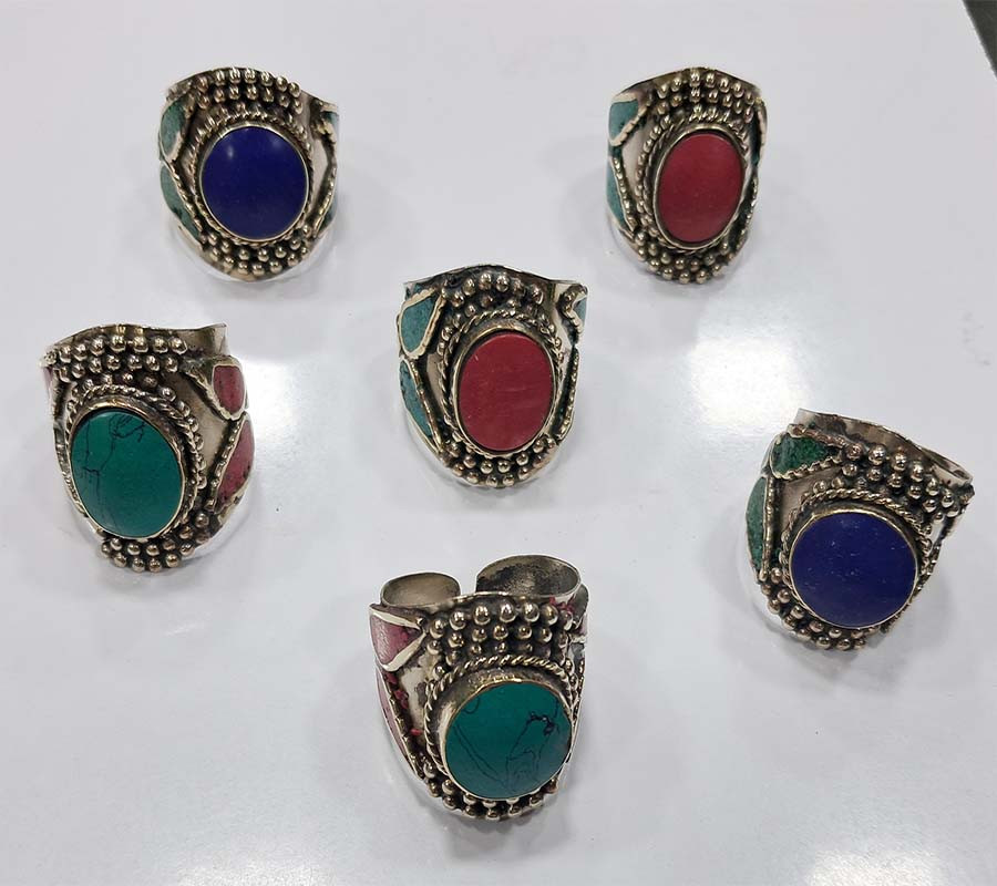 Tibetan Beads Boho Brass Rings GC-RG-353