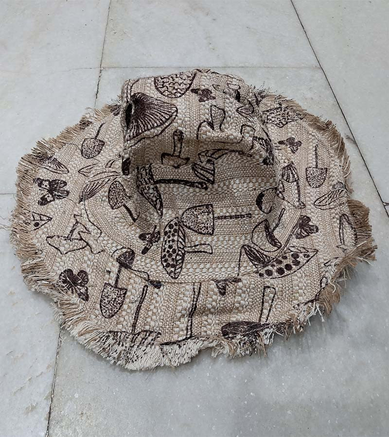 Hemp Bucket Hat ,Hemp Linen Sun Hat, Unisex Beach Sun Hat, Natural Hippie Hat, Unisex, Handmade Neutral Stripe Hemp Sun Hat, Travel Hat Organic Hemp Hat 'Rustic' with wire in the brim  GC-CAP-108