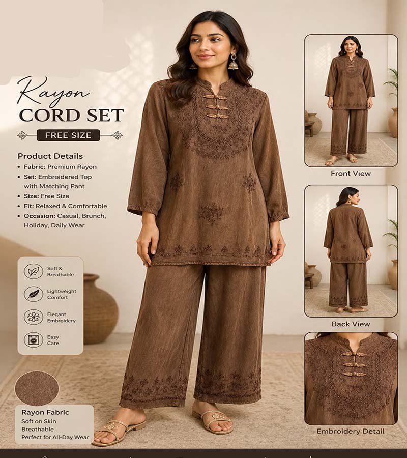 Rayon Fabric Embroidery Work Top And Trouser Set  GC-AP-1673