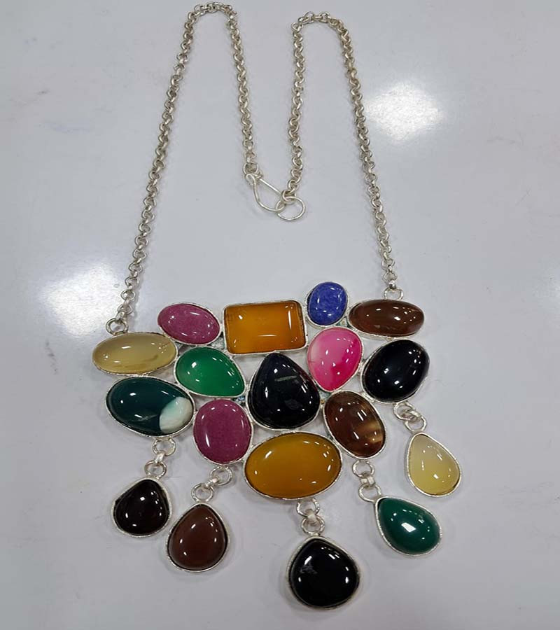 Onex Stone Beads Brass Choker Necklaces GC-NK-595