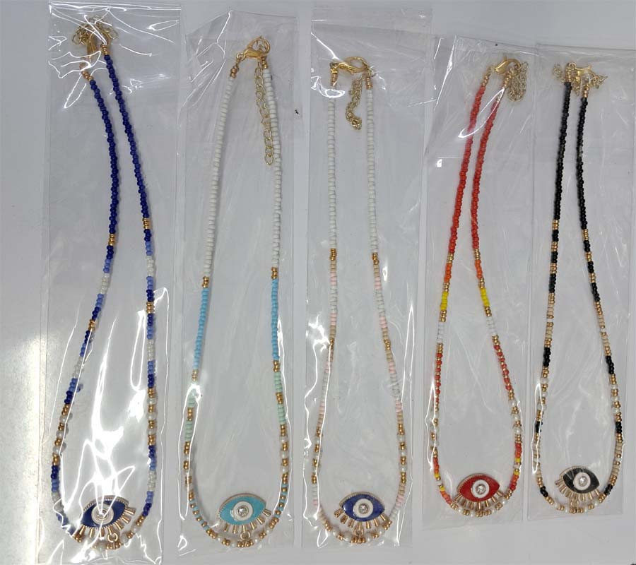 Evil Eye Glass Beads Necklaces GC-NK-457