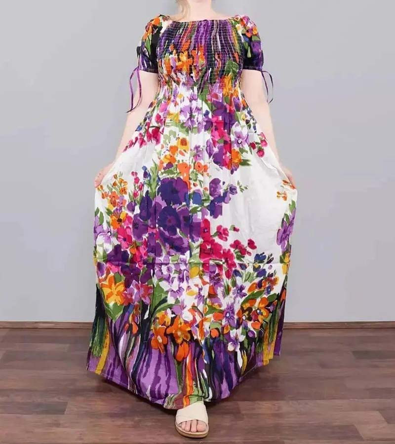 Long Rayon Print Dress  GC-AP-1380