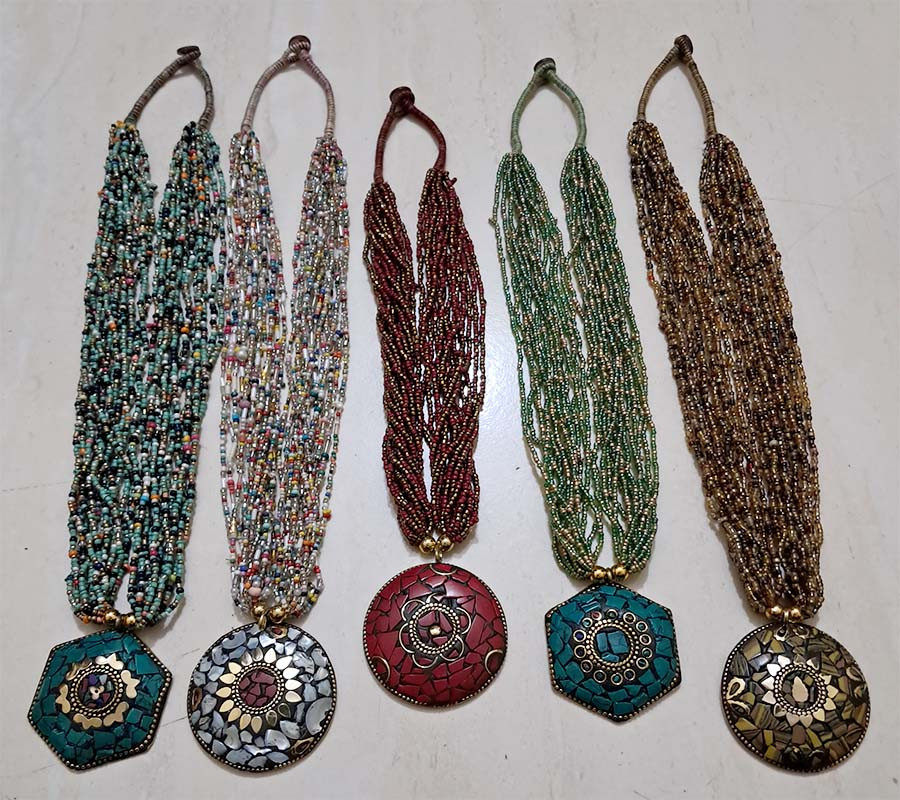 Mosaic Pendent Seed Beads Necklaces GC-NK-541