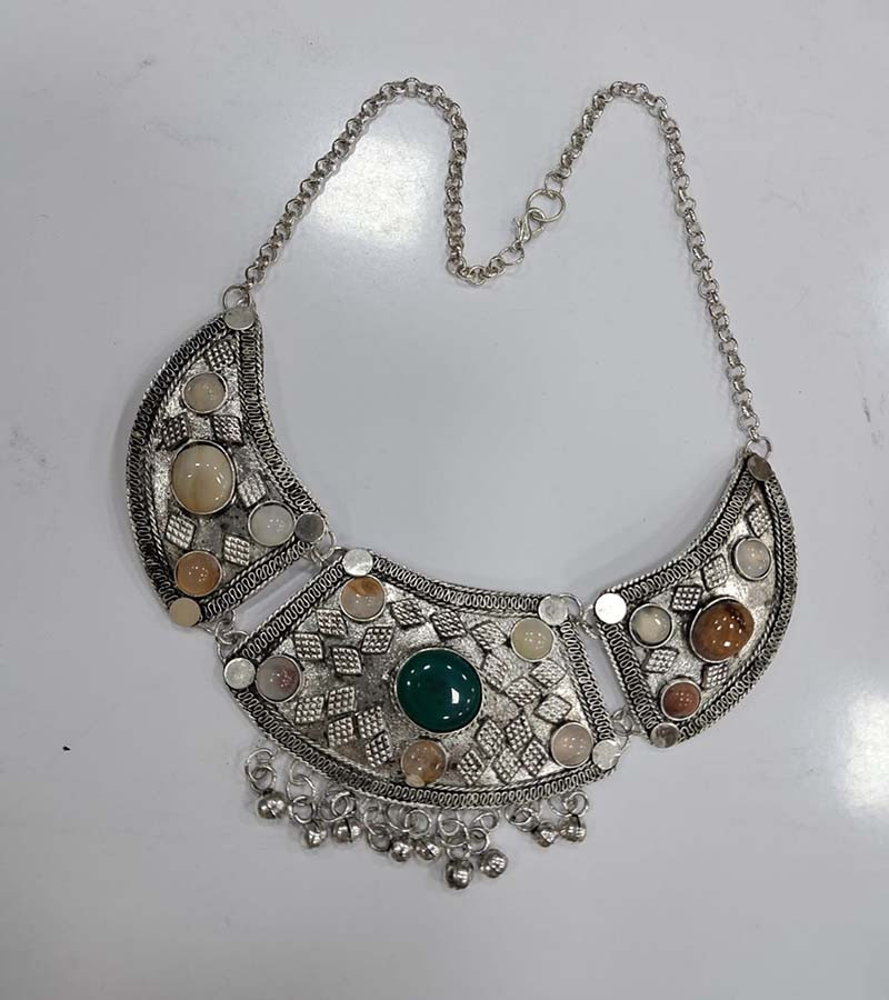 Stone Beads Brass Choker Necklaces GC-NK-594