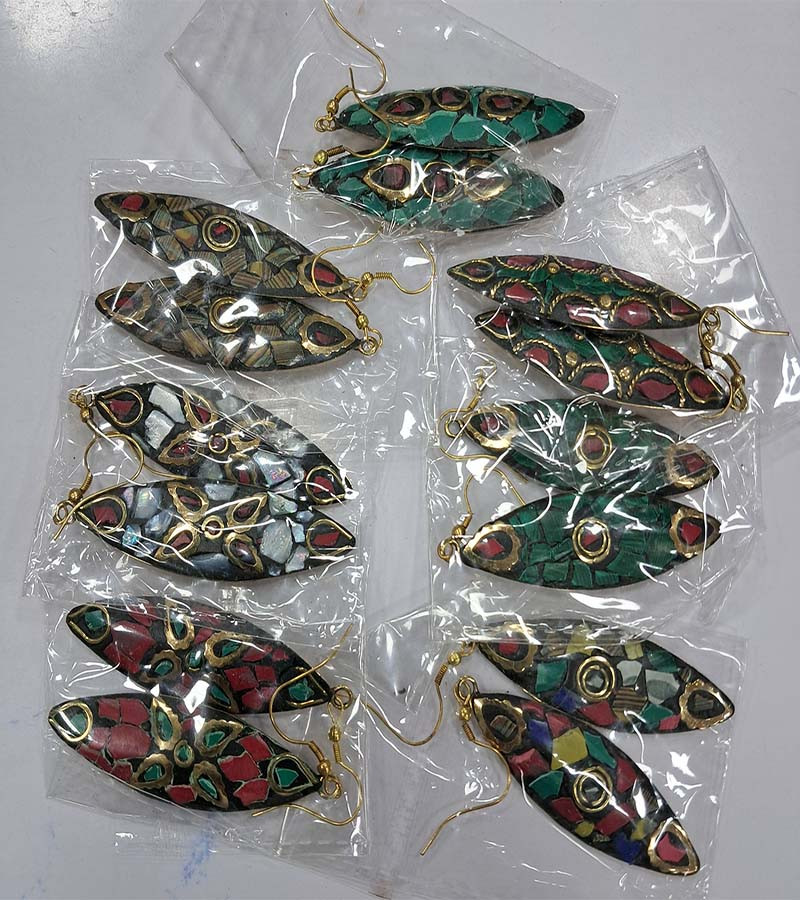 Mosaic Beads Work Brass Earrings GC-ER-520