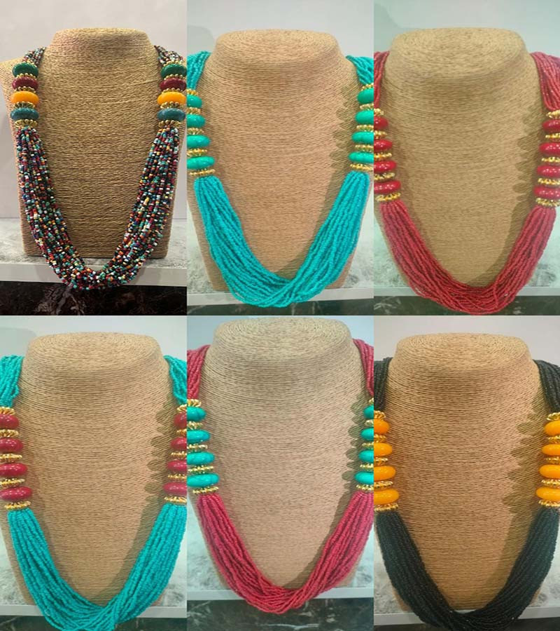 Resin And Seed Beads Necklaces GC-NK-349