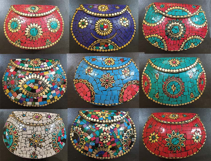 Mosaic Work Fashion Metal Purses BG-721