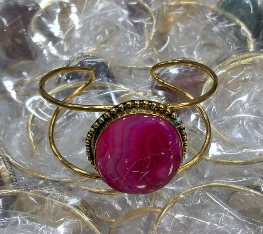 Onyx Stone Beads Brass Bangles GC-BL-432