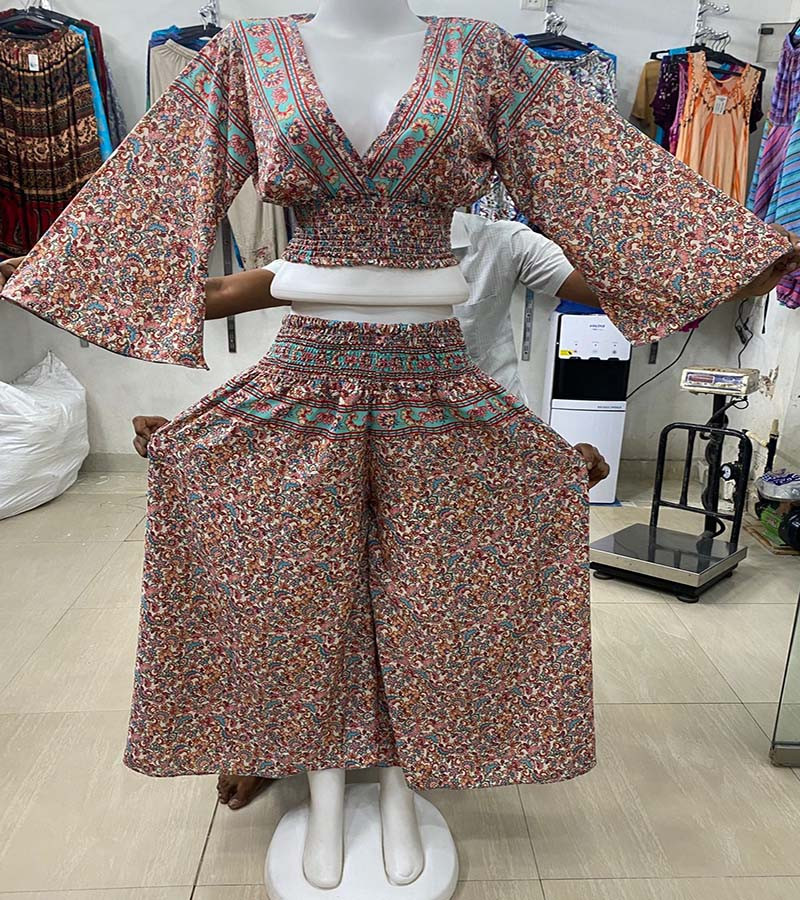 New Saree Print Top and Trouser Sets GC-AP-1614