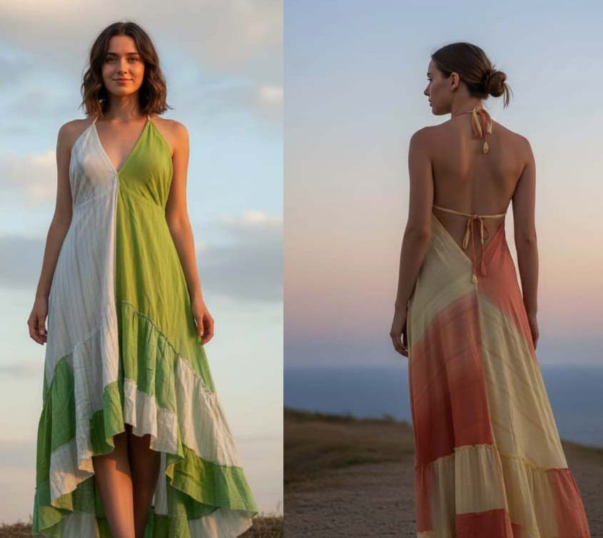 Rayon Lurex Long Frill Dress GC-AP-1646