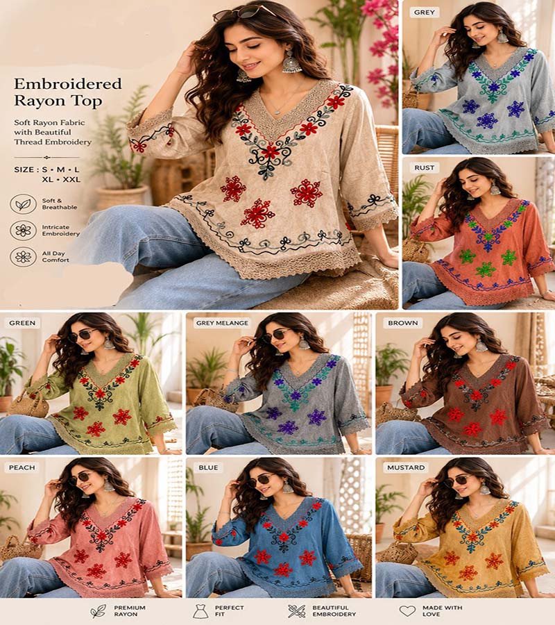 Embroidery Work Rayon Top GC-AP-1676
