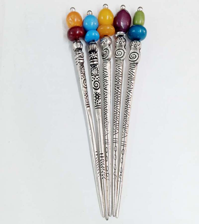 Women Fashion Resin Beads Metal Hair Stick GC-HC-101