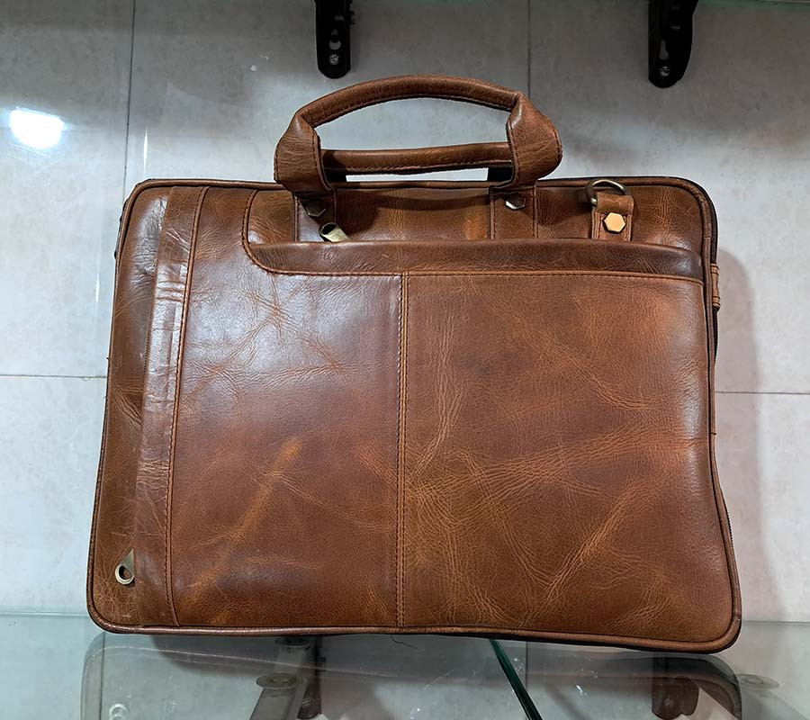 Leather Messenger Bag  For Man-Personalized Full Grain Leather Slim Laptop Briefcase Messenger Bag  GC-BG-919