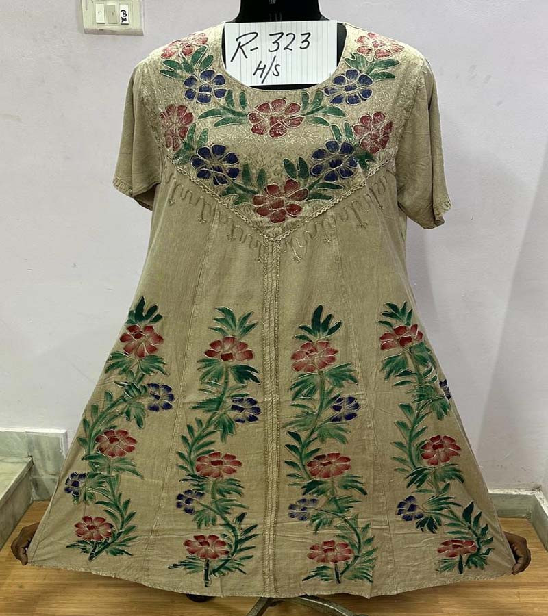 Embroidery Work Cotton Stone Wash Fabric Dress GC-AP-1302