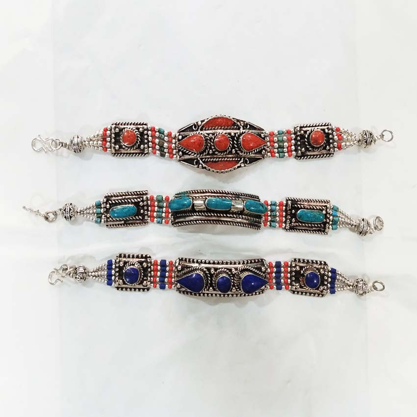 Tibetan Beads German Silver Metal  Bracelets BR-104