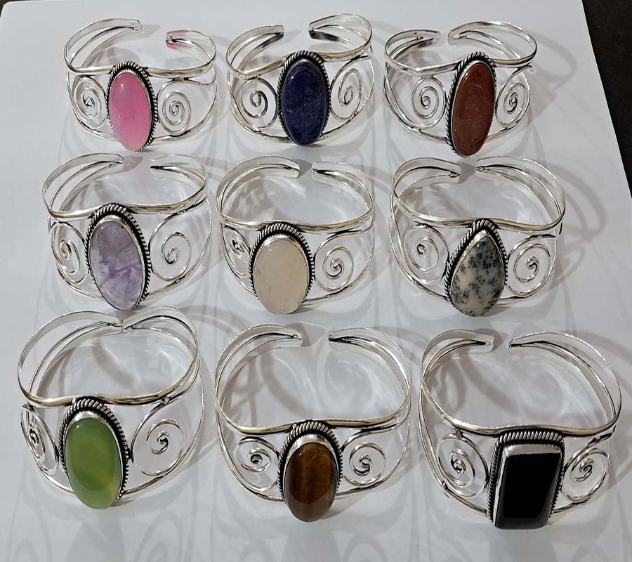 Stone Beads Brass Bangles GC-BL-445