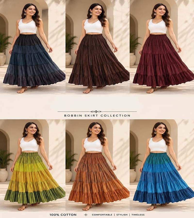 Cotton Fabric High Waist Long Skirts  GC-AP-1663
