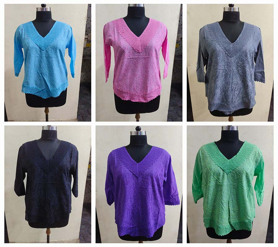 Embroidery Work Colorful Dyed  Women Fashion Top GC-AP--1613