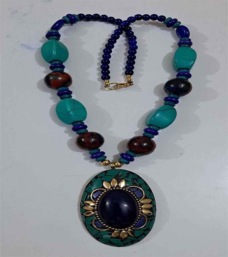 Mosaic Pendent Resin  Beads Necklaces GC-NK-572
