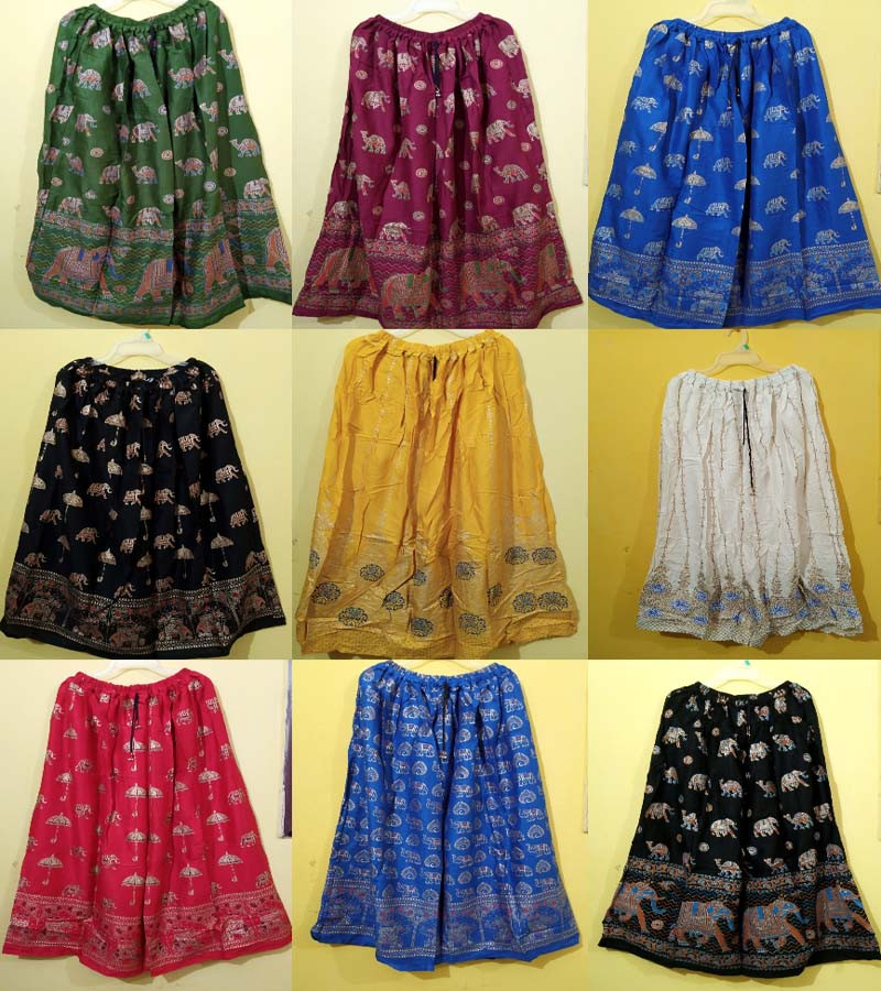 Rayon Gold Print Skirts GC-AP-326