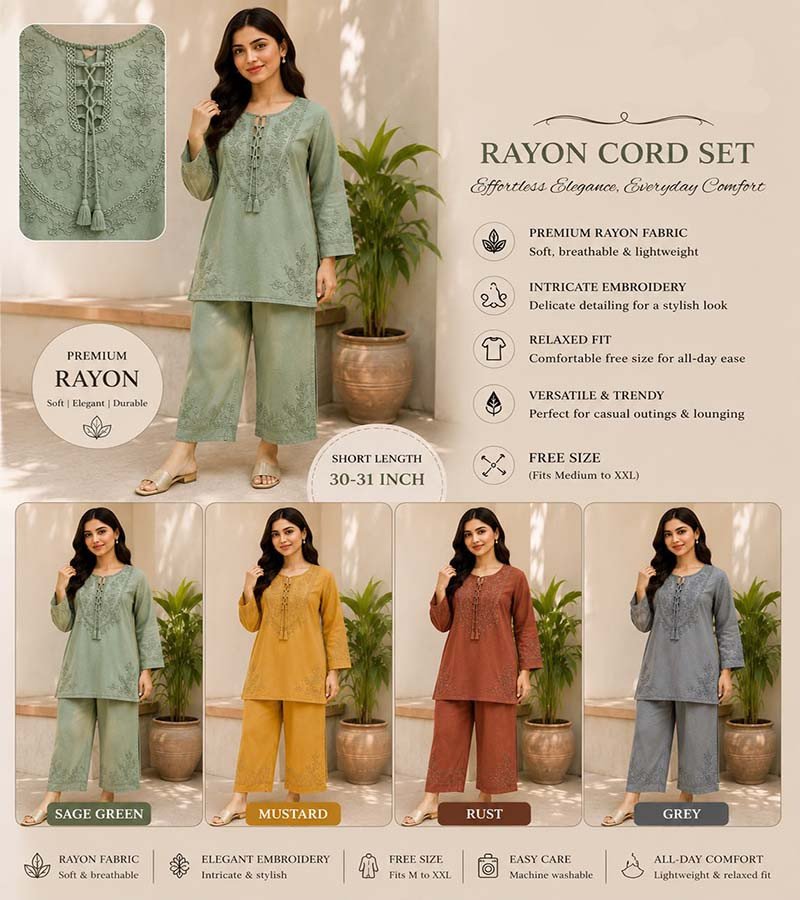 Stone Wash Embroidery Work Cotton Fabric Top And Trouser Set  GC-AP-1667