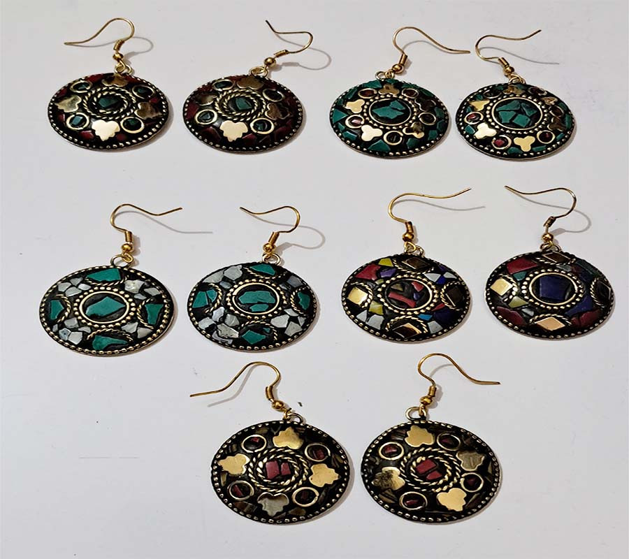 Mosaic Beads Work Brass Earrings GC-ER-512