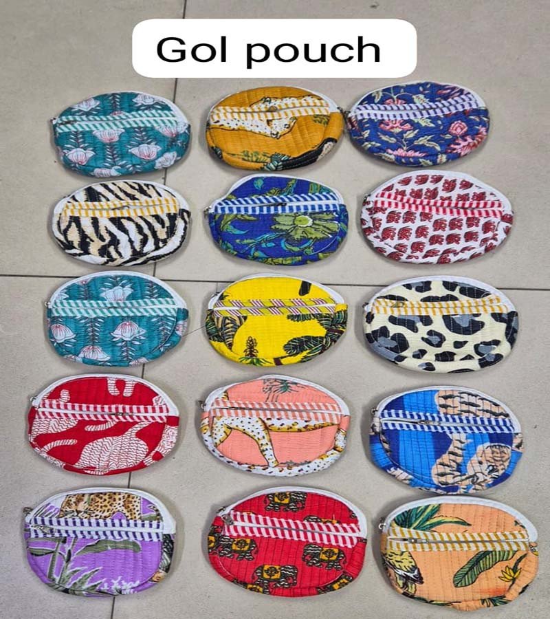 Round Pouch Cotton Print coin Purses BG-1130