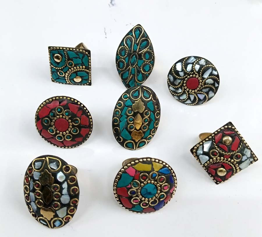 Mosaic Brass Metal Rings  GC-RG-192