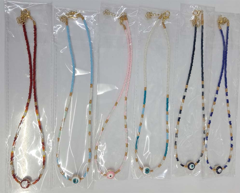 Evil Eye Glass Beads Necklaces GC-NK-456